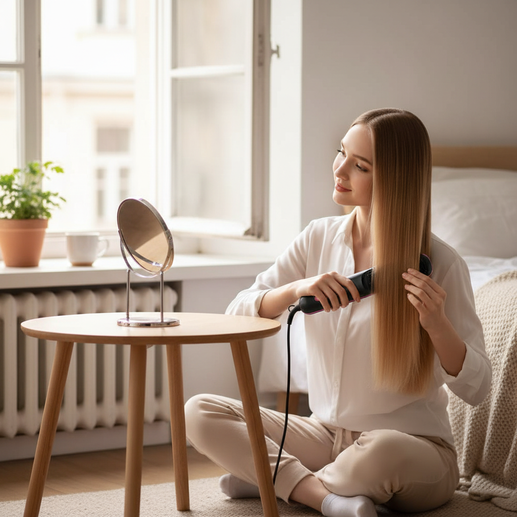 Cordless Hair Straightener Brush 3 Temperature Electric Negative Ions Ceramic Anti-Scald Heated Comb Hair Styling Tools