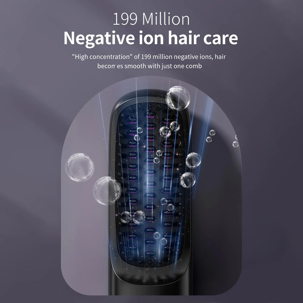 Cordless Hair Straightener Brush 3 Temperature Electric Negative Ions Ceramic Anti-Scald Heated Comb Hair Styling Tools